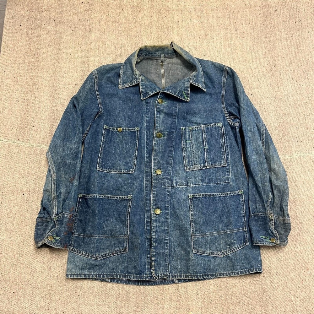 Vintage OshKosh B'Gosh Denim Chore Jacket Mens XL Blue 1950s USA